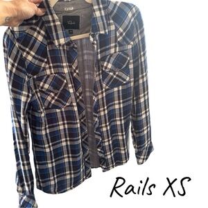 Rails Designer Women's Blue‎ Plaid Shirt - Nordstrom - Excellent Condition - XS